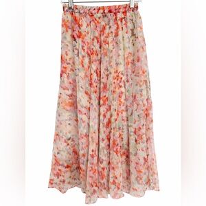 Pendleton Watercolor Floral Chiffon Midi Skirt Boho Cottagecore Small